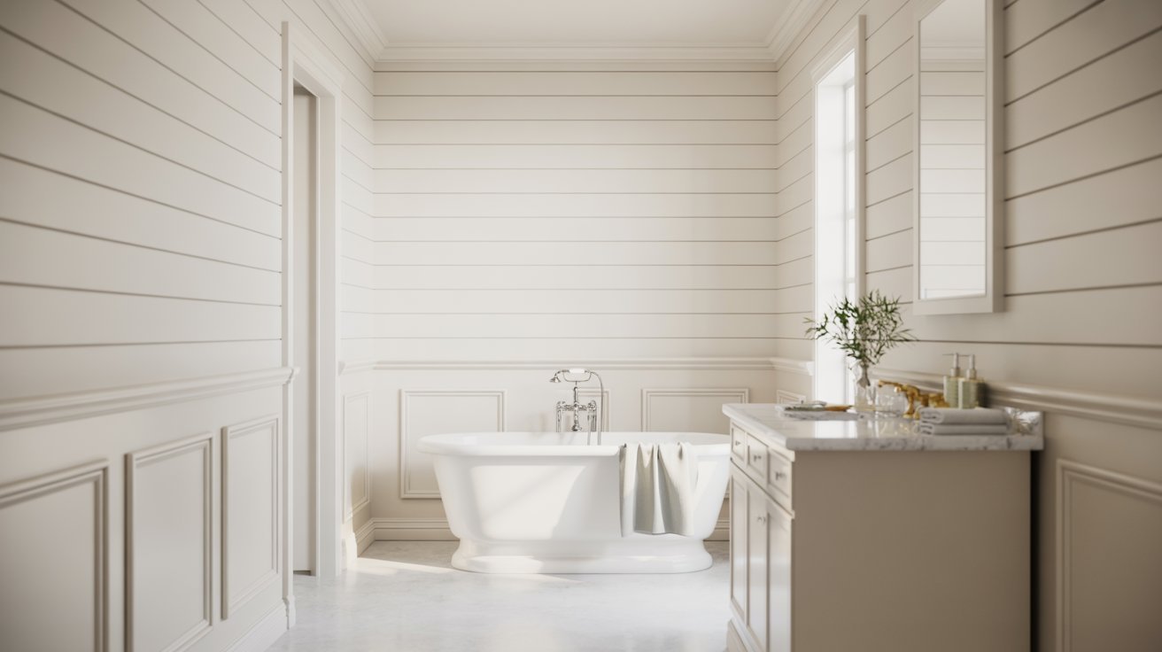 All-White Shiplap with Wainscoting
