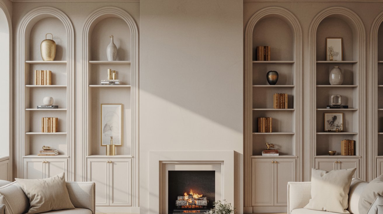 Arched Built Ins Around Fireplace for Polished Interiors