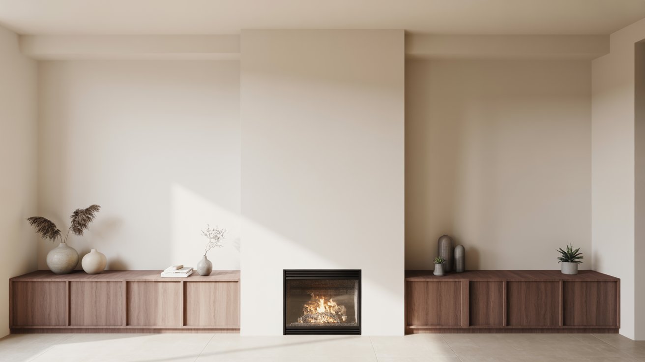 Built Ins Around Fireplace with Lower Cabinets Only