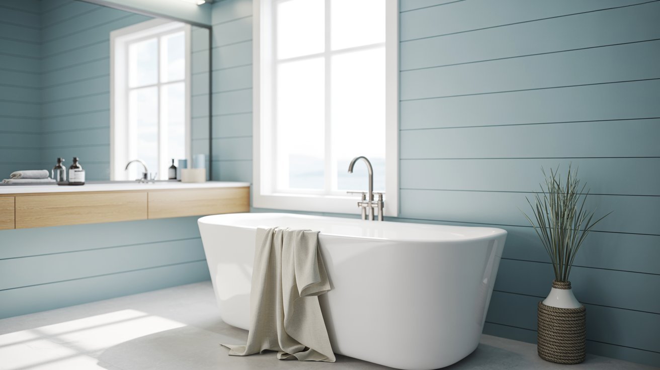 Light Blue Shiplap Bathroom