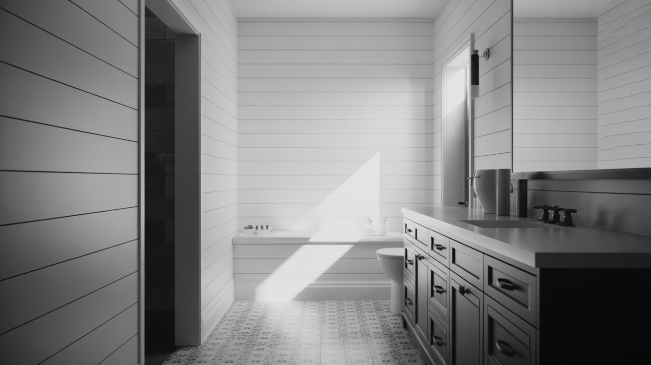 Monochrome Shiplap Bathroom