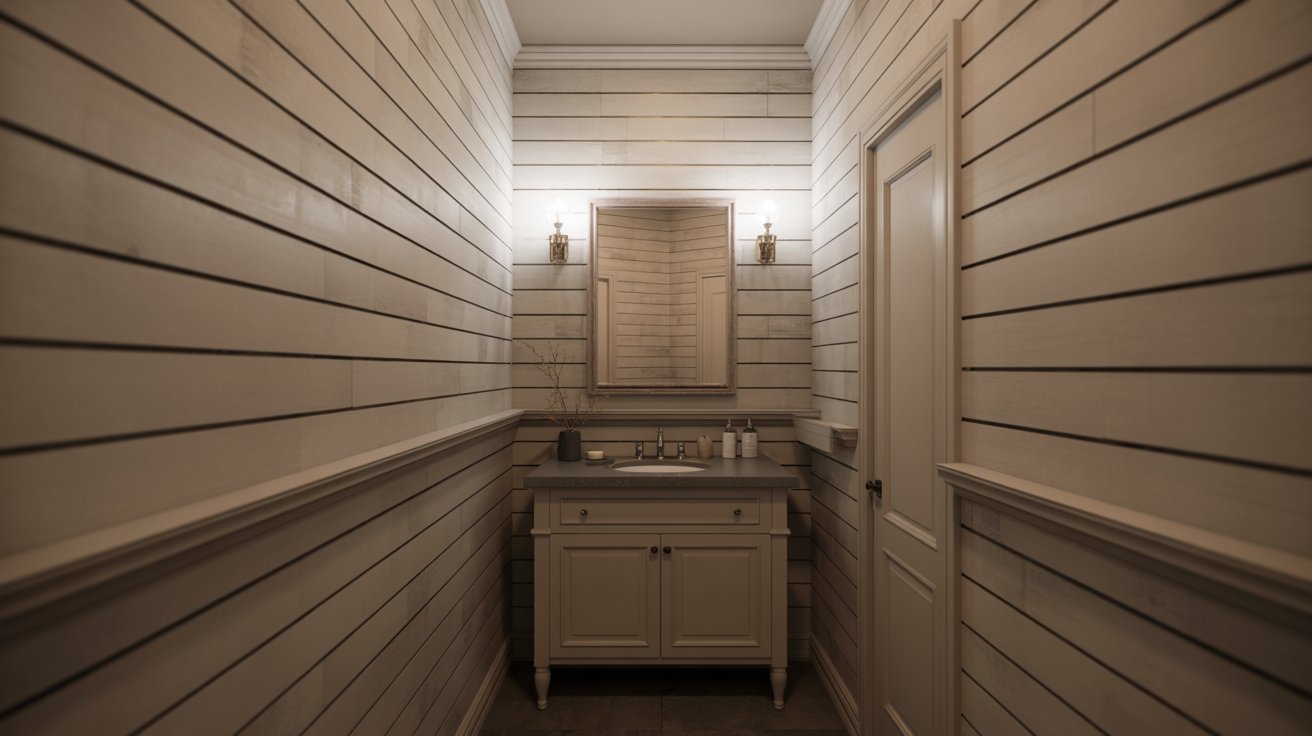 Powder Room Full-Wall Shiplap