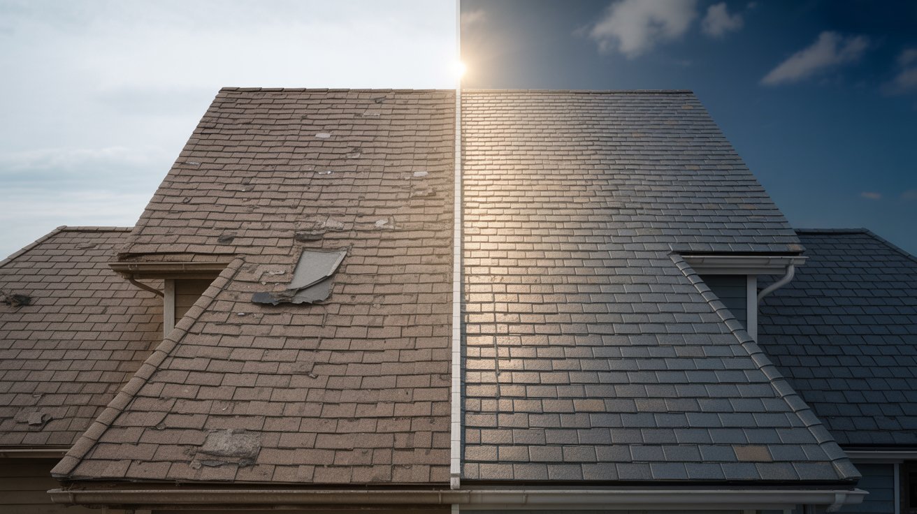 Roofing services showcased in a New York City skyline setting, highlighting urban residential and commercial projects.