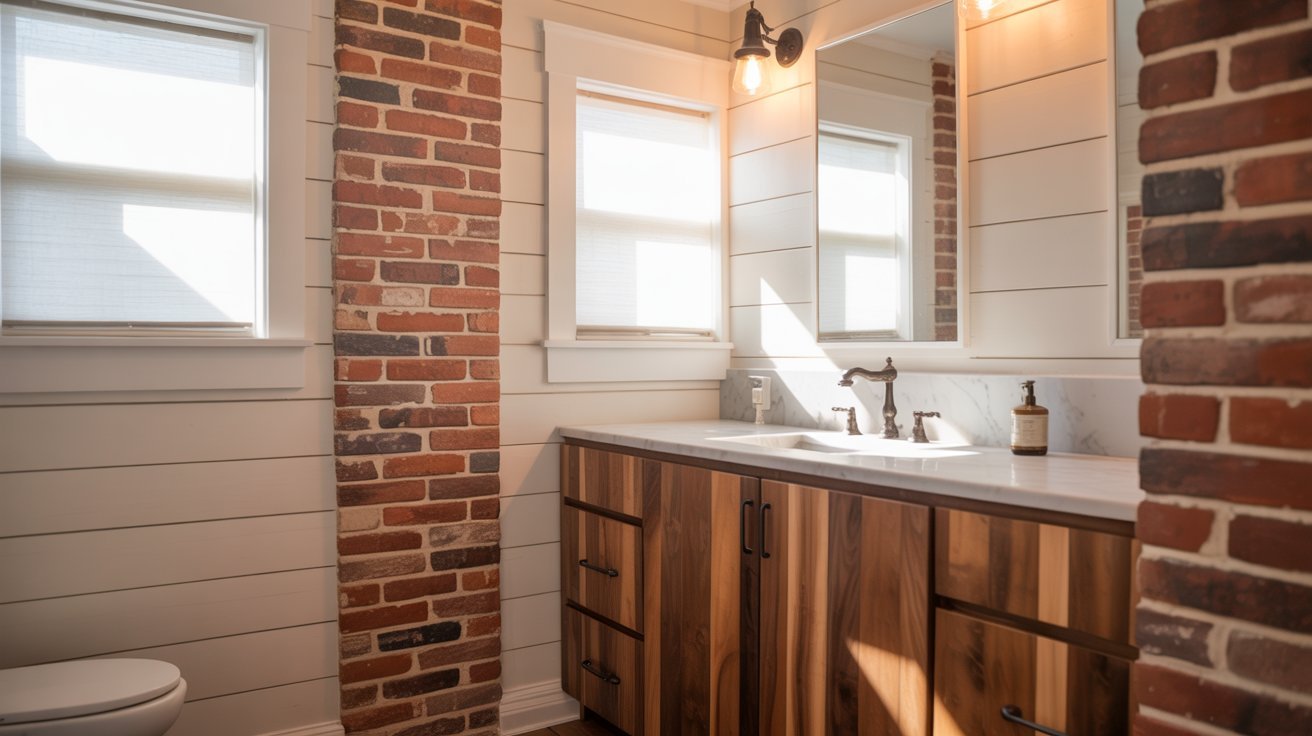 Shiplap with Brick Accents