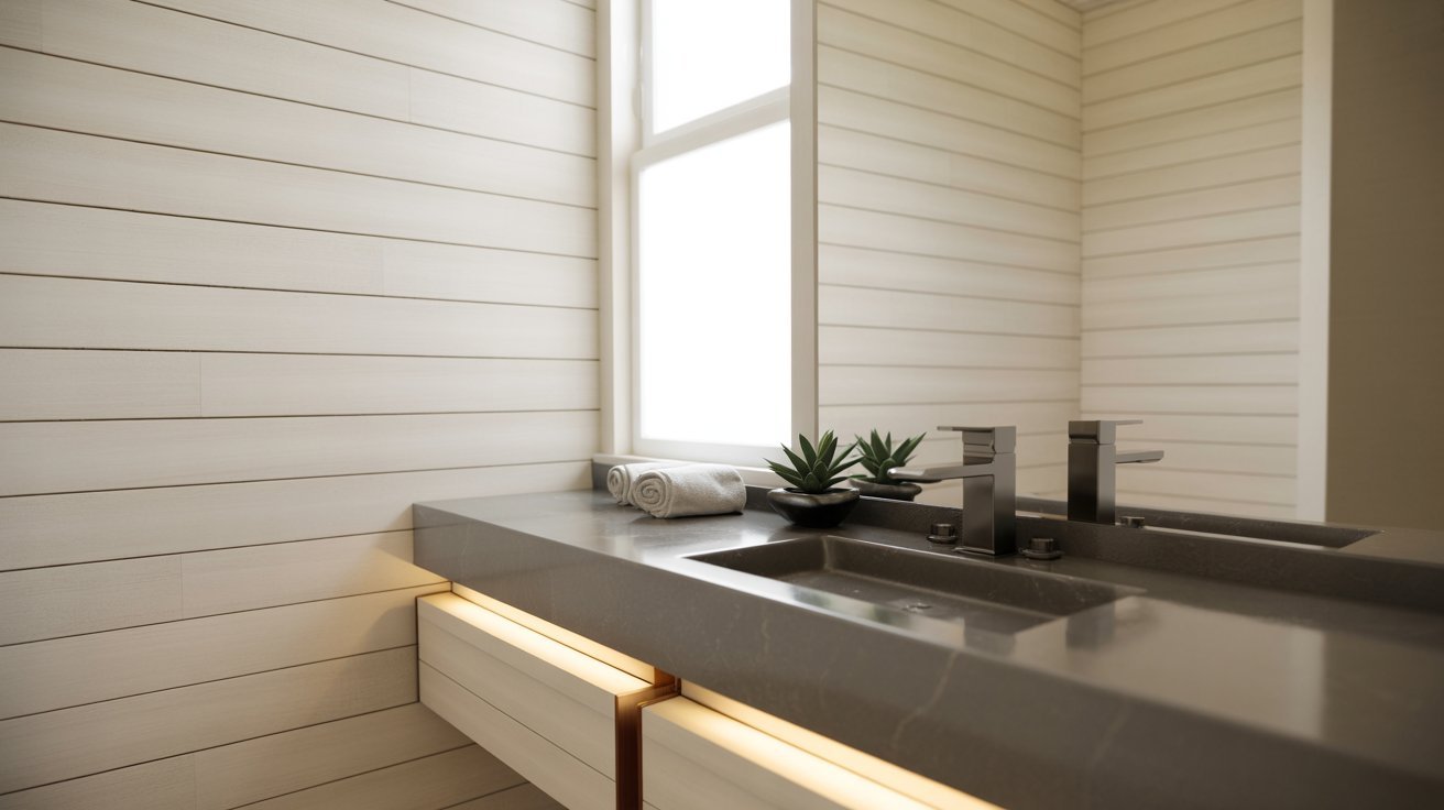 Shiplap with Concrete Countertops