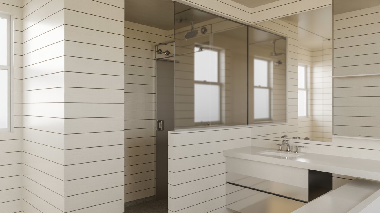 Shiplap with Glass Shower Enclosure