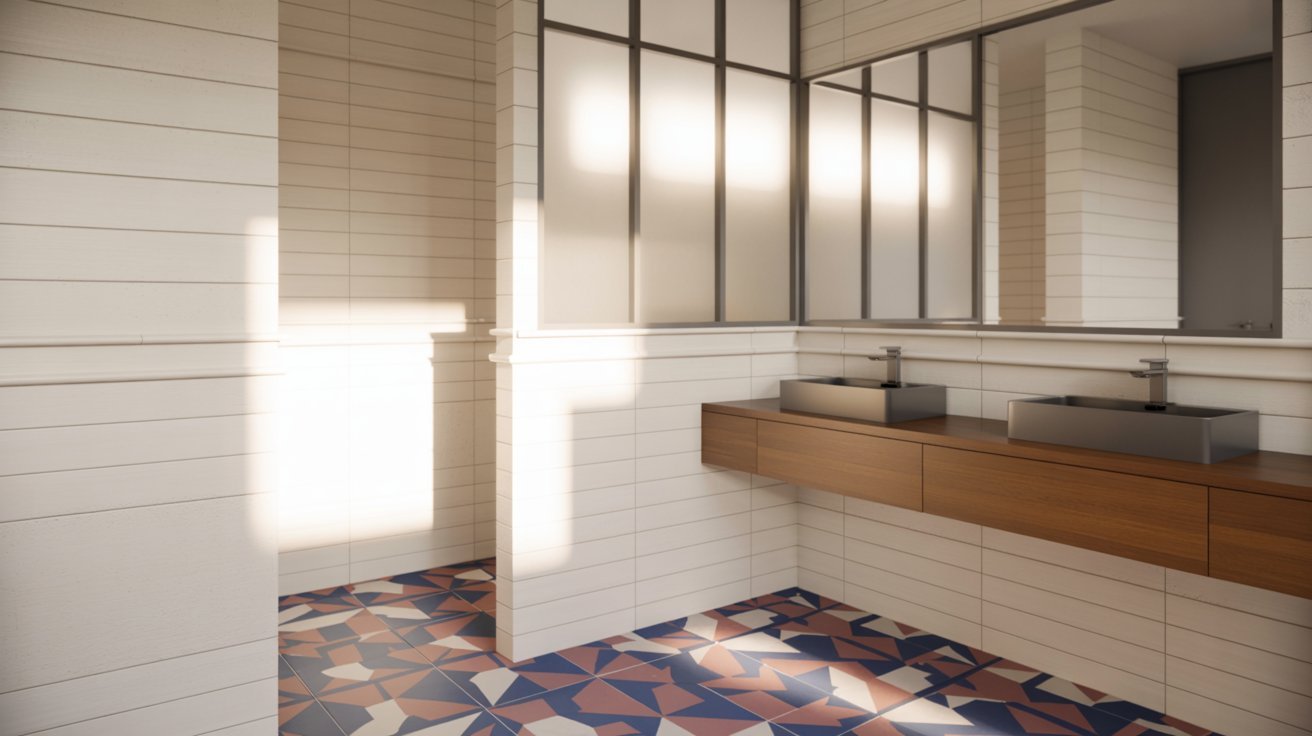 Shiplap with Patterned Floor Tile