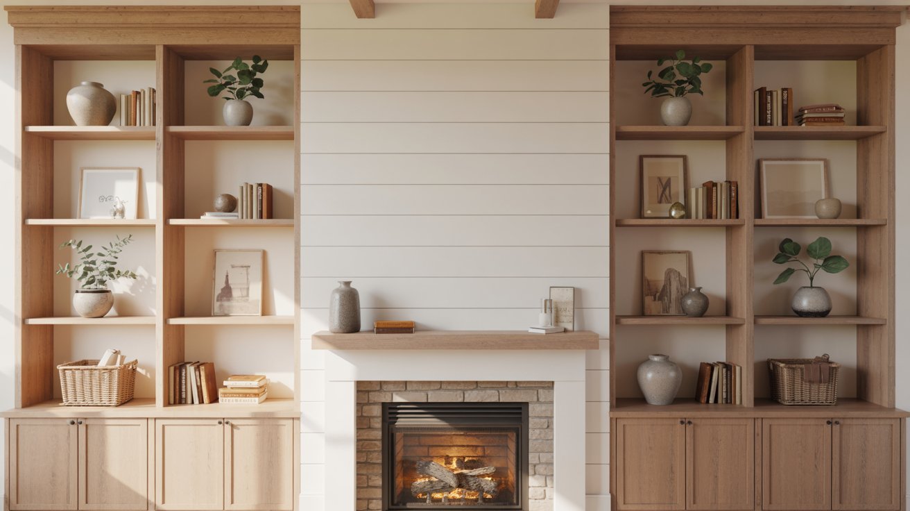 Symmetrical Built Ins Around Fireplace for a Classic Feel