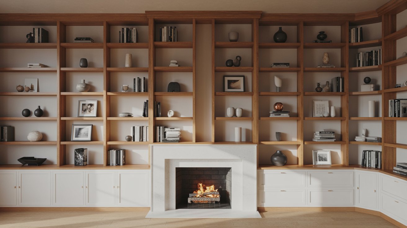 Wraparound Built Ins Around Fireplace
