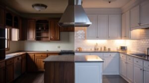 Dark and Outdated Kitchen Before