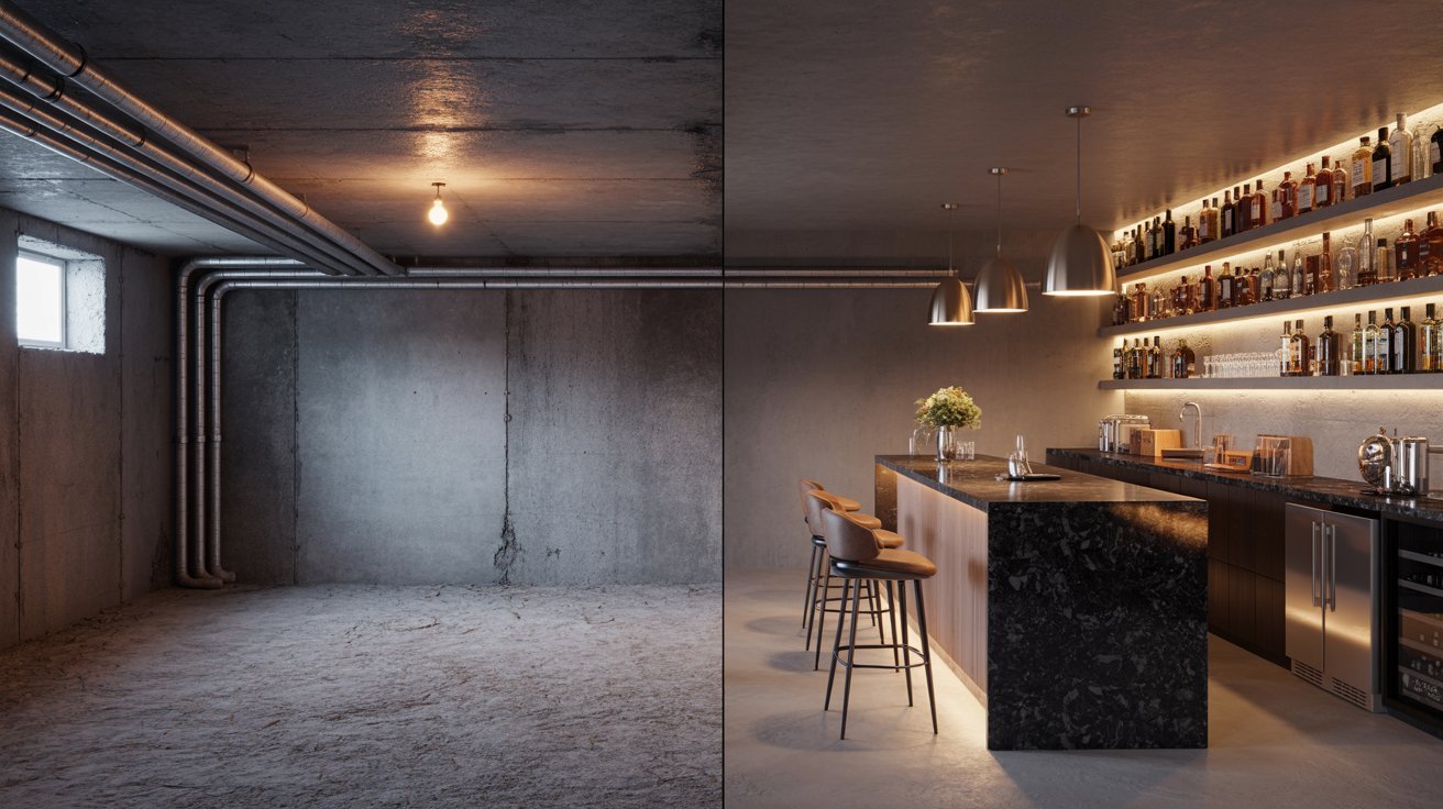 Basement Remodel Ideas with Bar