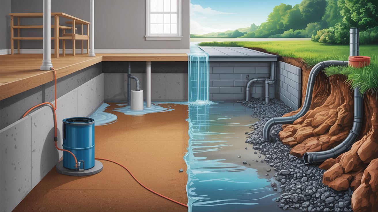 A house featuring a traditional water pump and a connected pipe in the foreground.