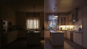 Kitchen Before and After Photos With Lighting Upgrade