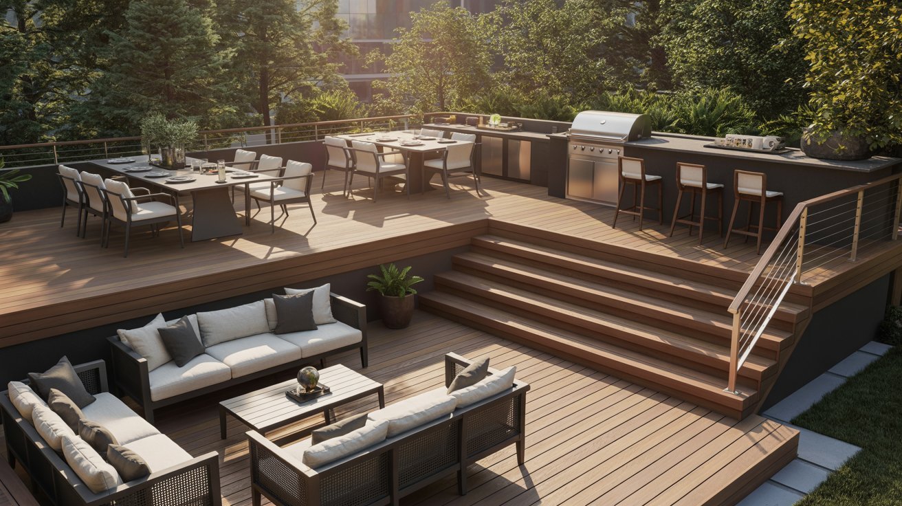 Multi-Level Deck for Zoned Activities
