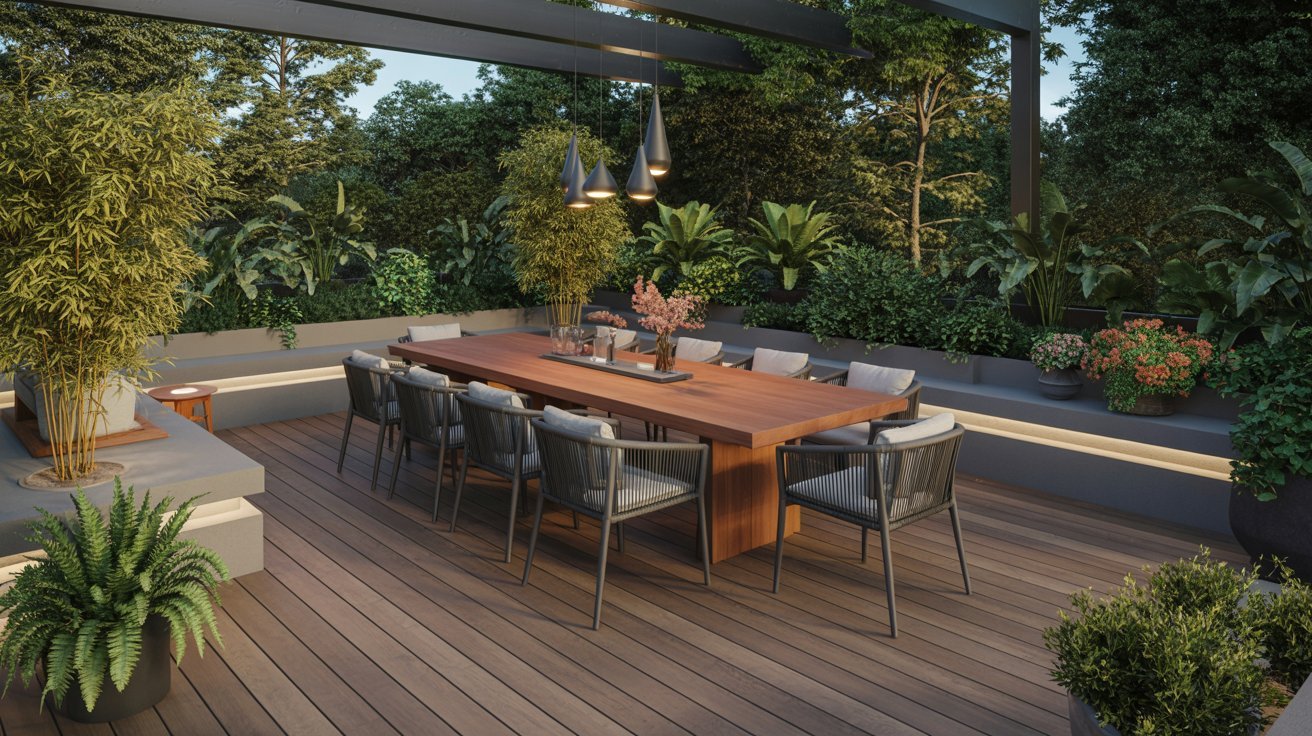 Outdoor Dining Deck Setup