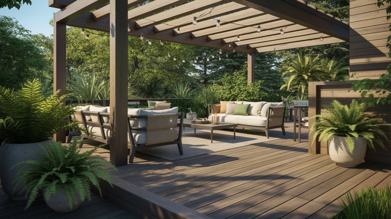 Pergola-Covered Deck for Shade and Style
