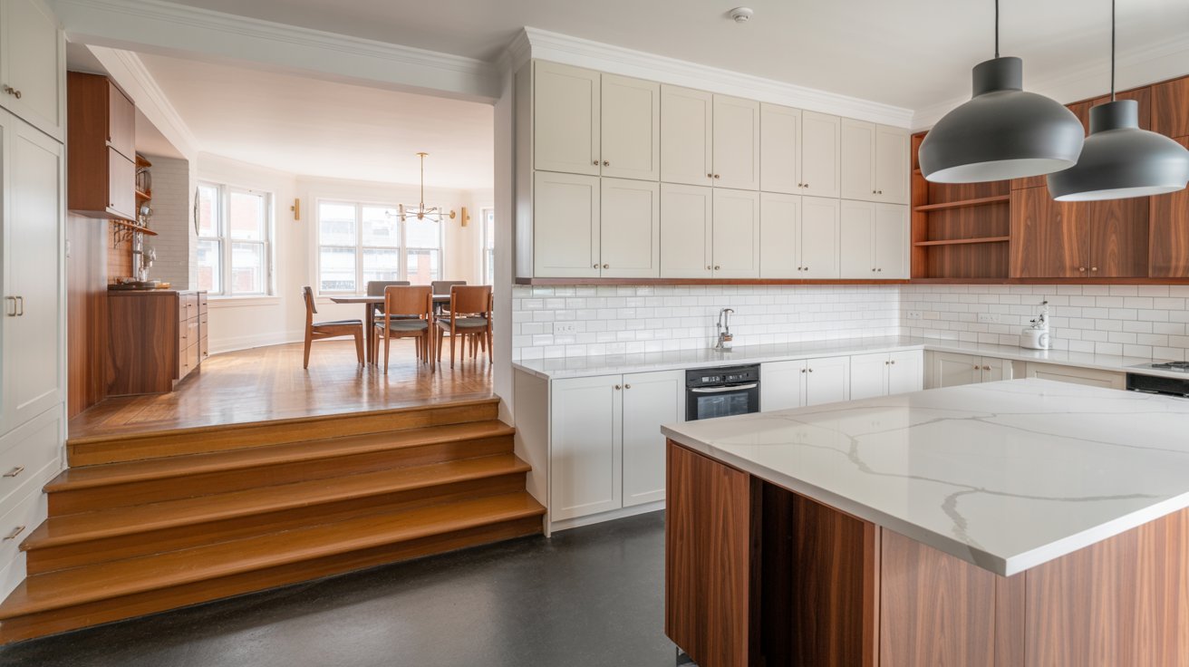 Use Modern Finishes in a 1970s Split Level Kitchen Remode